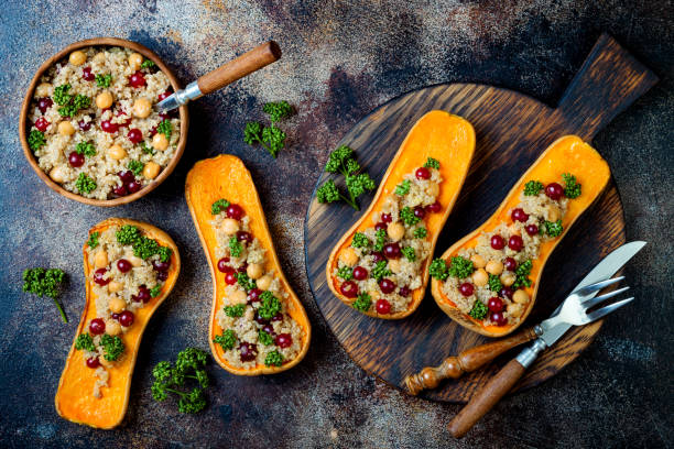 Stuffed butternut squash with risotto rice
