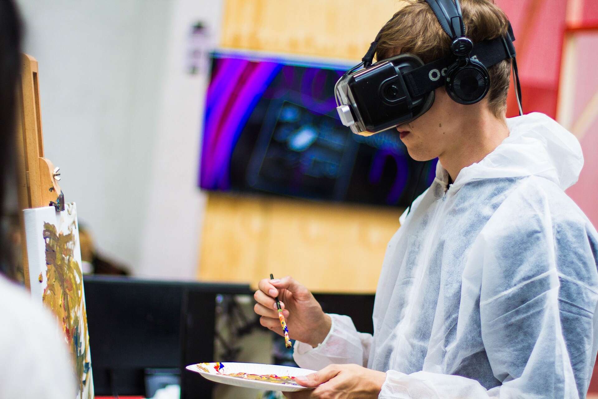 Researcher reseach with optical glasses