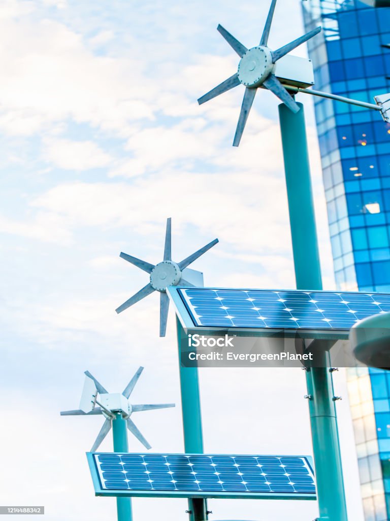Windpower and solarpower used for making ecologocal representations.