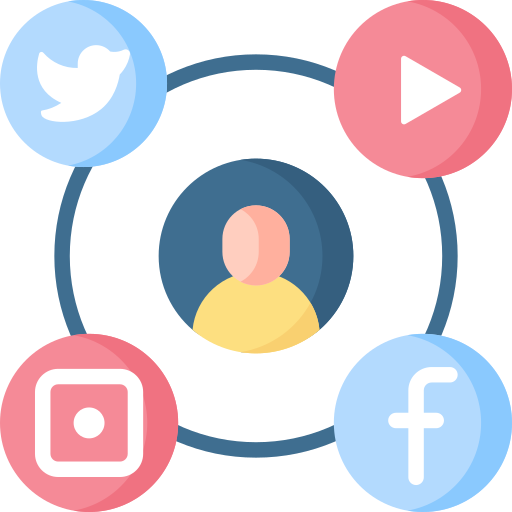 Social icons of facebook, instagram, twitter and youtube